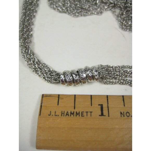Multi Strand Necklace Silvertone Chain 23 inch Vintage Sleek Modernist Modern - Picture 3 of 10